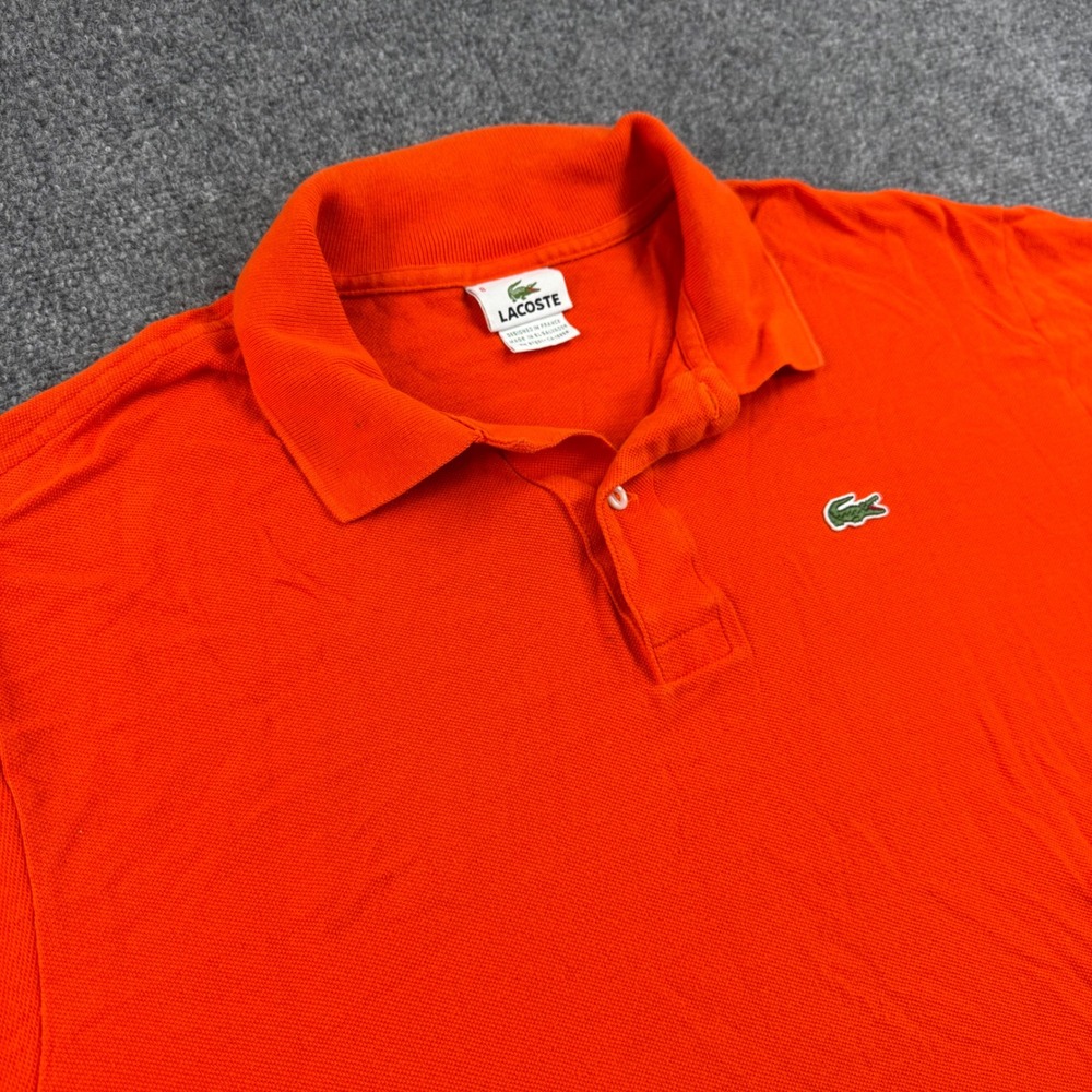 Lacoste Polo Shirt Size 8 Orange Short Sleeve Pique Cotton Mens flaw